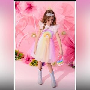 Lola + The Boys Crystal Rainbow Tulle Dress NWOT